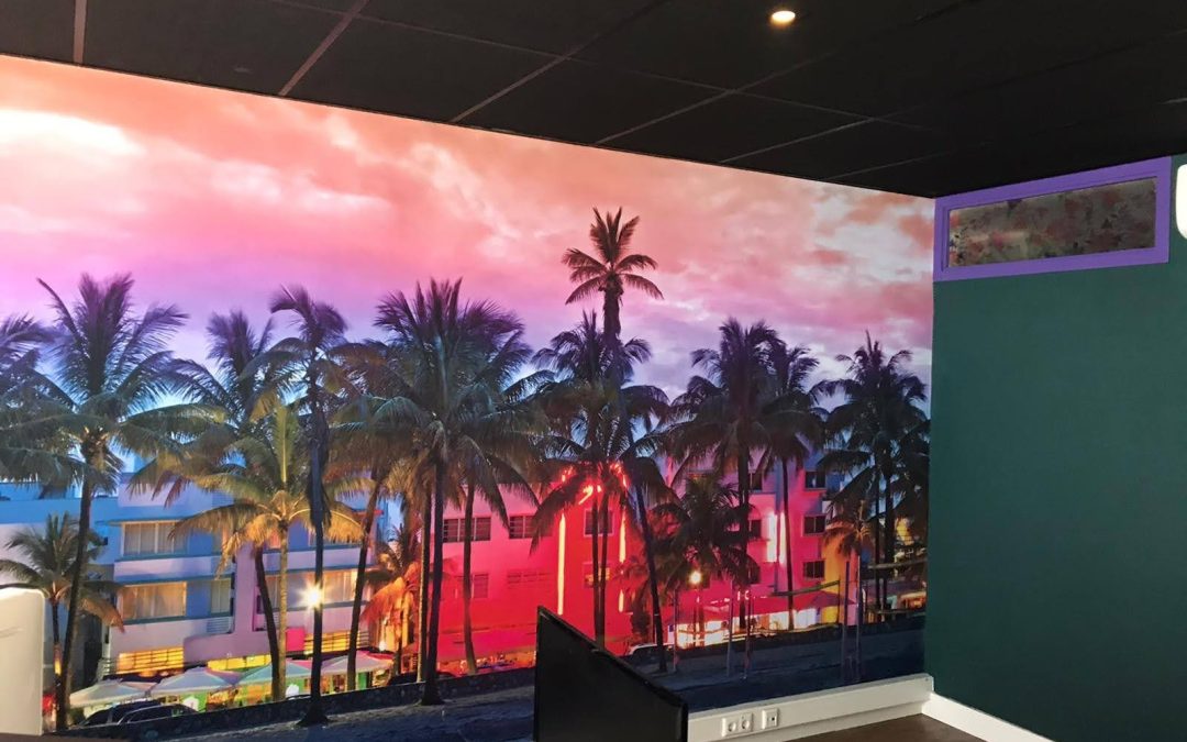 Speciaal gemaakte full colour akoestisch behang